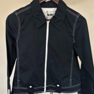 Y2K BLAST Zip Jacket Petite Small Blue and Contrast Stitch 2000s Indie Moto